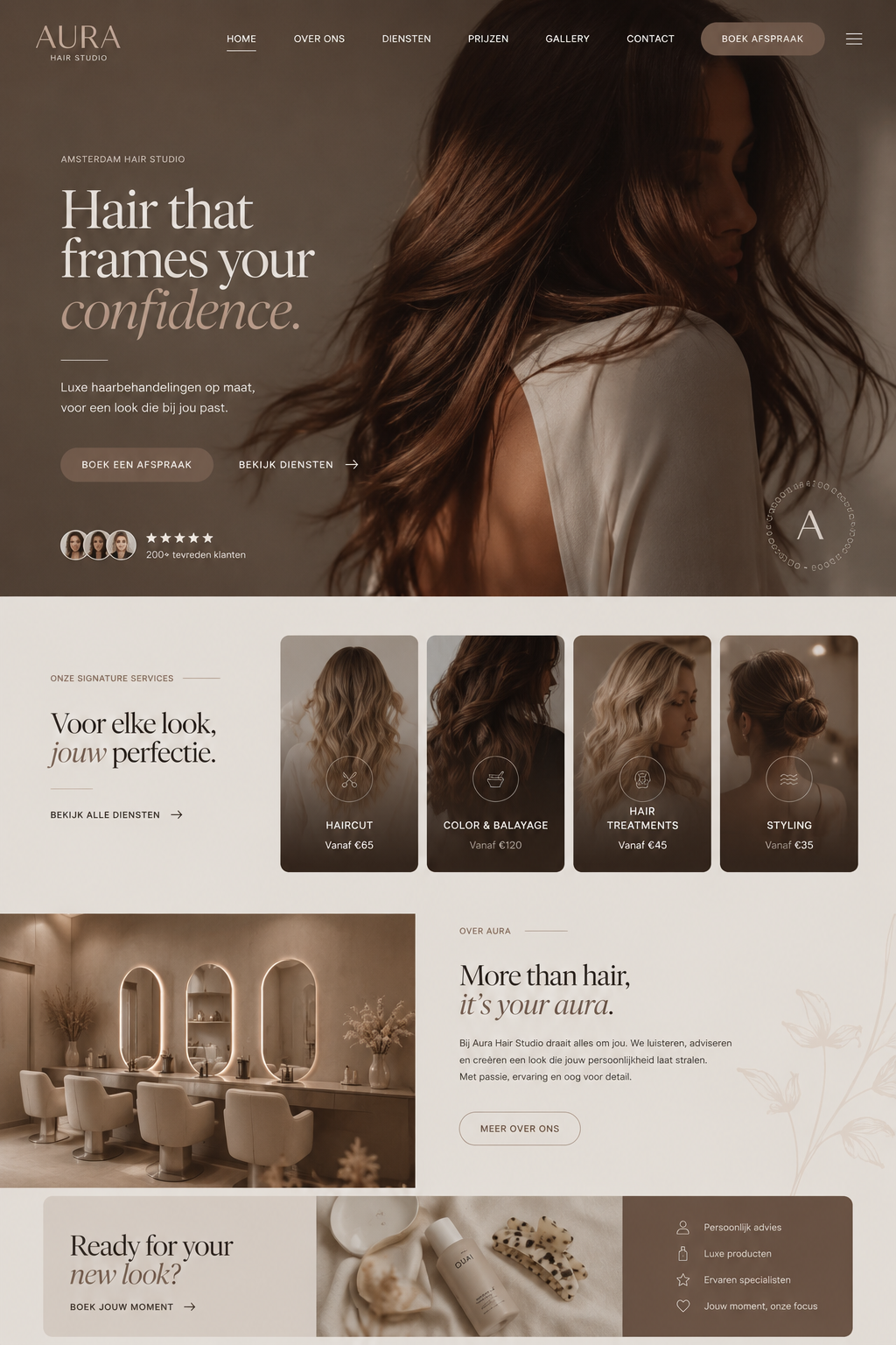 Webdesign concept — Aura — Hair Studio