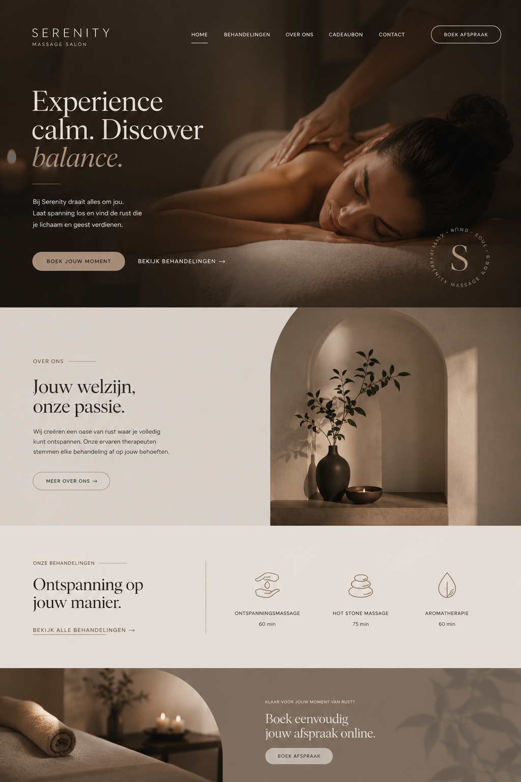 Webdesign concept — Serenity — Massage Salon